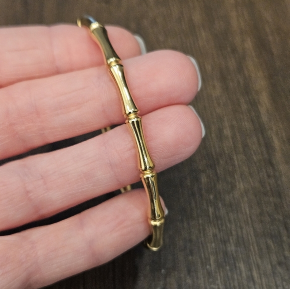 NEW 🌟 Gold Or Silver Bamboo Bangle Bracelets - Picture 10 of 12